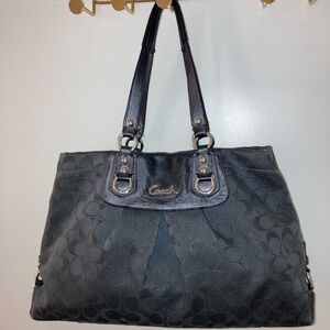 Coach silver/grey Signature C shimmery sateen Tote Bag